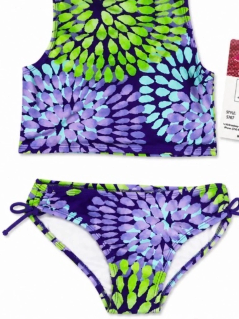 Kanu Surf Girls Two-Piece Tankini Swimsuit Set – Size 8 – Purple, Lavender & Bri